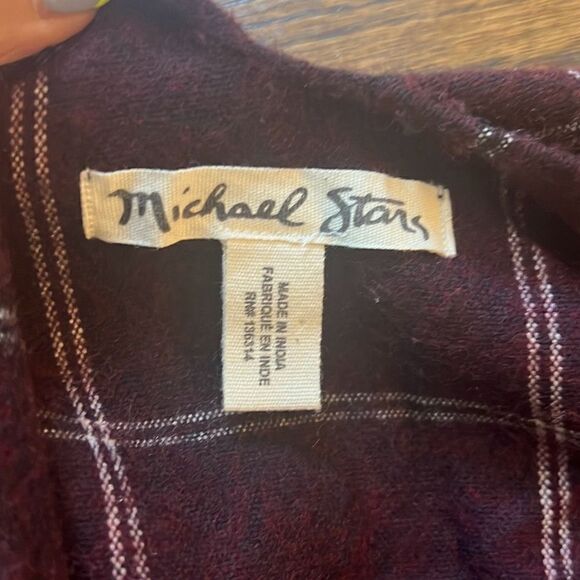 Michael Stars Women's Burgundy Plaid Cape OSFM - Picture 3 of 5